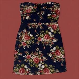 Nella Fantasia Size L - Strapless Floral Top Navy/Pink